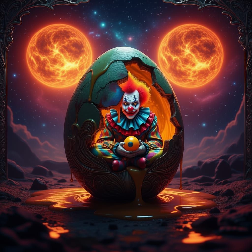 Scary Cosmic Clown in Lotus Position