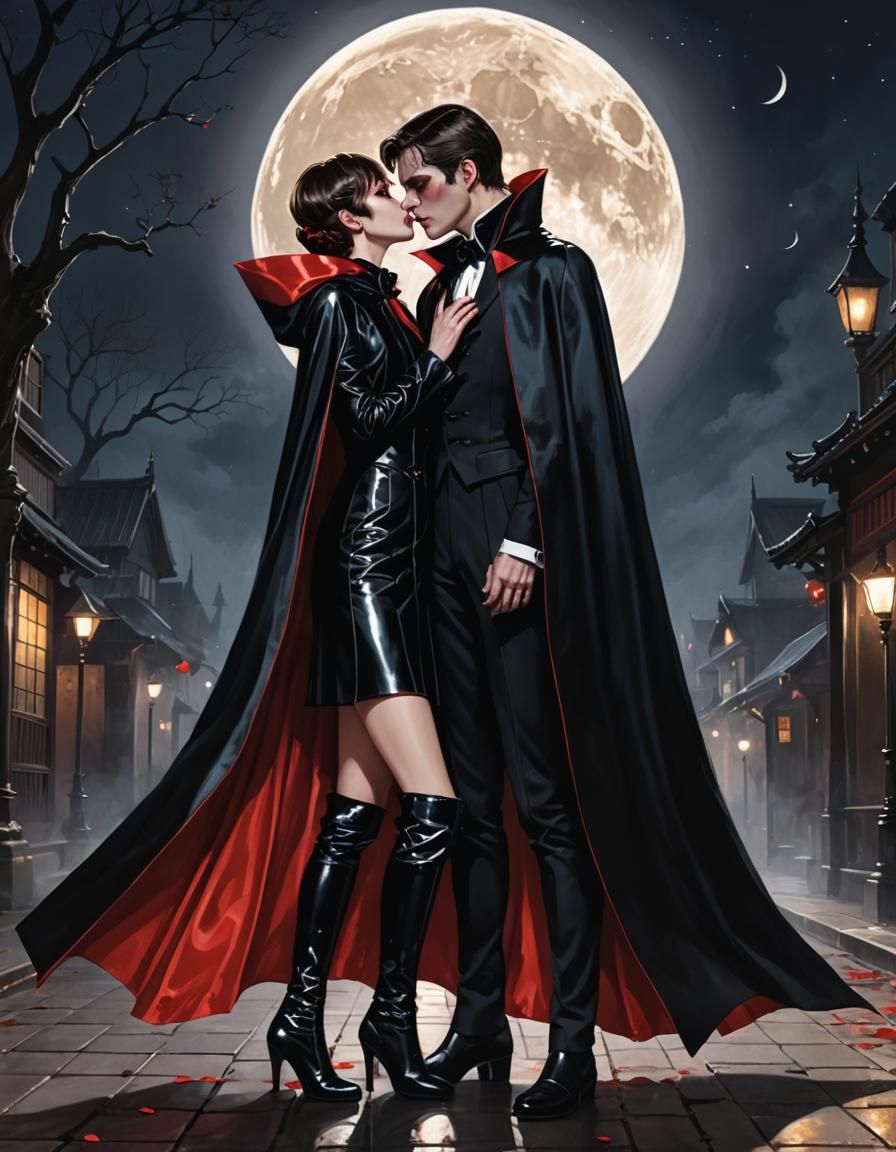 Vampire Couple Portrait in Hyperdetailed Digital Art
