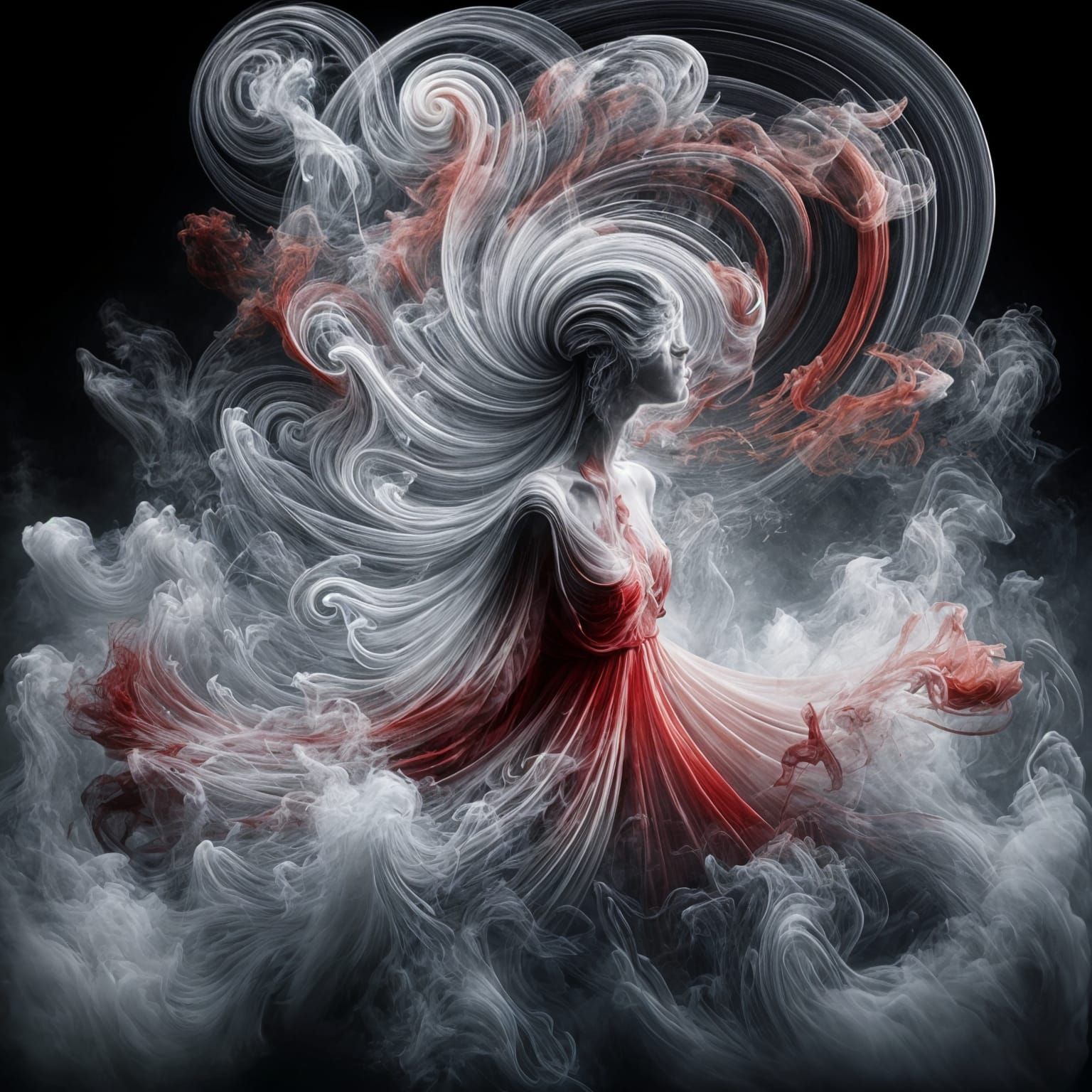 Ethereal Ghostly Portrait in Swirling Viscous Paint