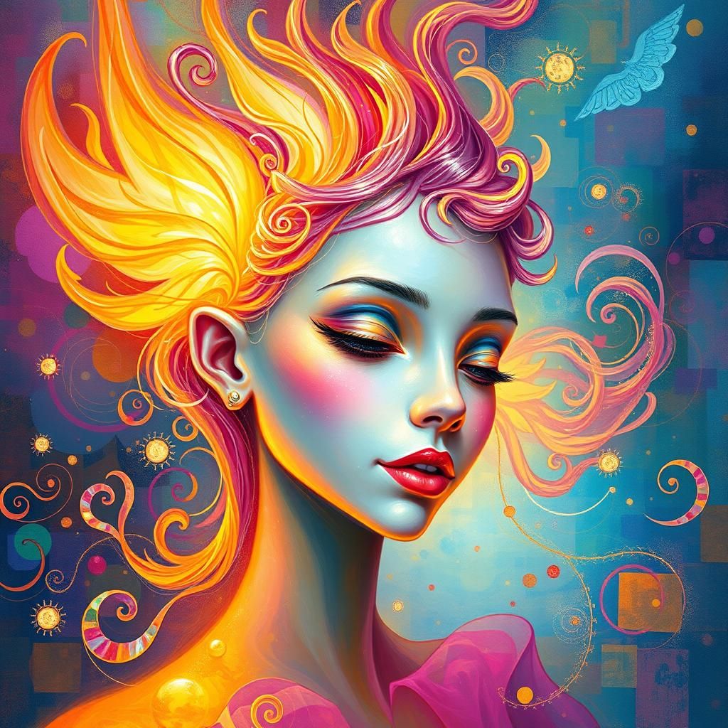 Ethereal Being Radiating Joy in Psychedelic Hues