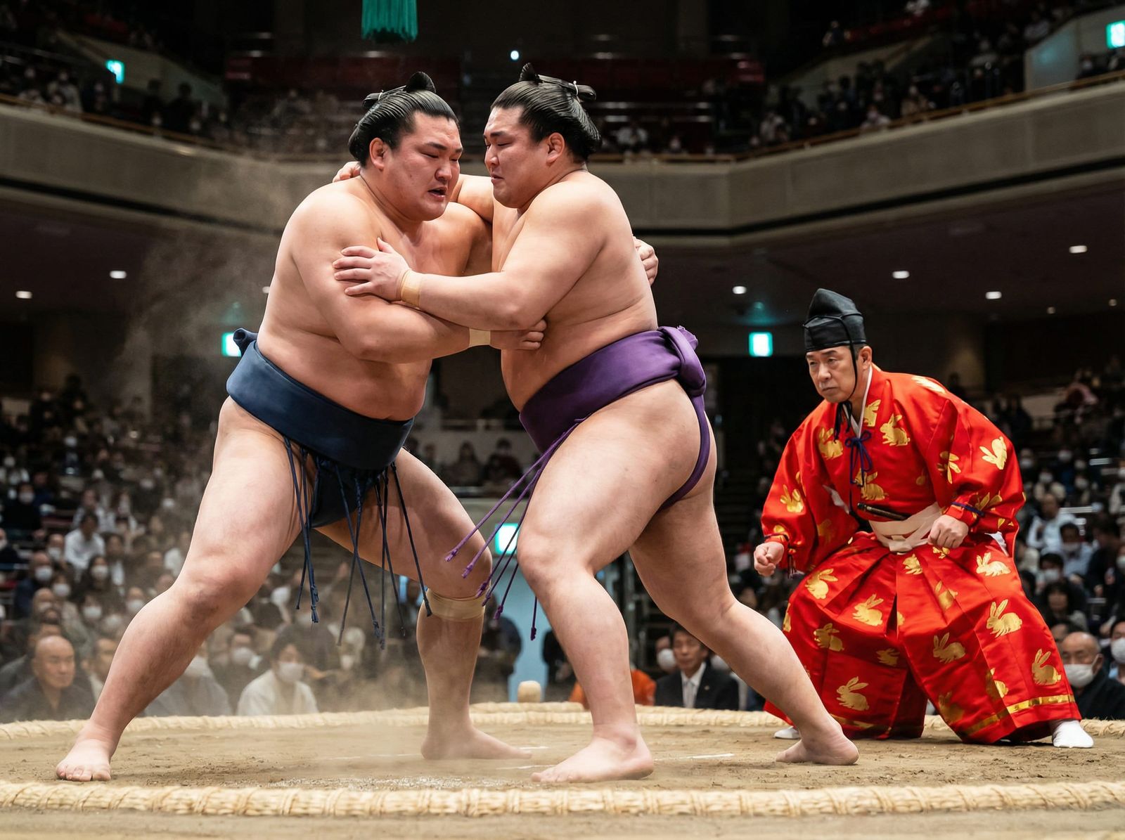 Sumo Wrestlers Clash in Intense Photorealistic Match