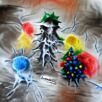 Christmas Tree Dendritic Cells in Colorful Charcoal