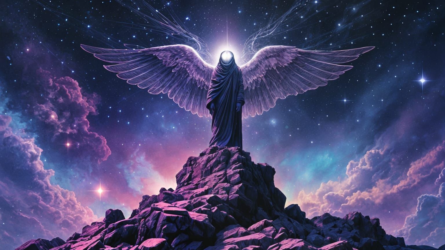 Luminous Owl Figure in Retro Sci-Fi Style