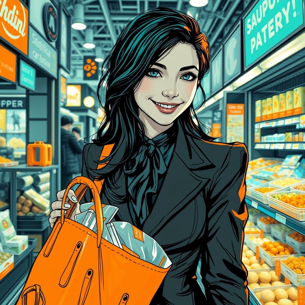 Gothic Beauty in Black and White Line Art