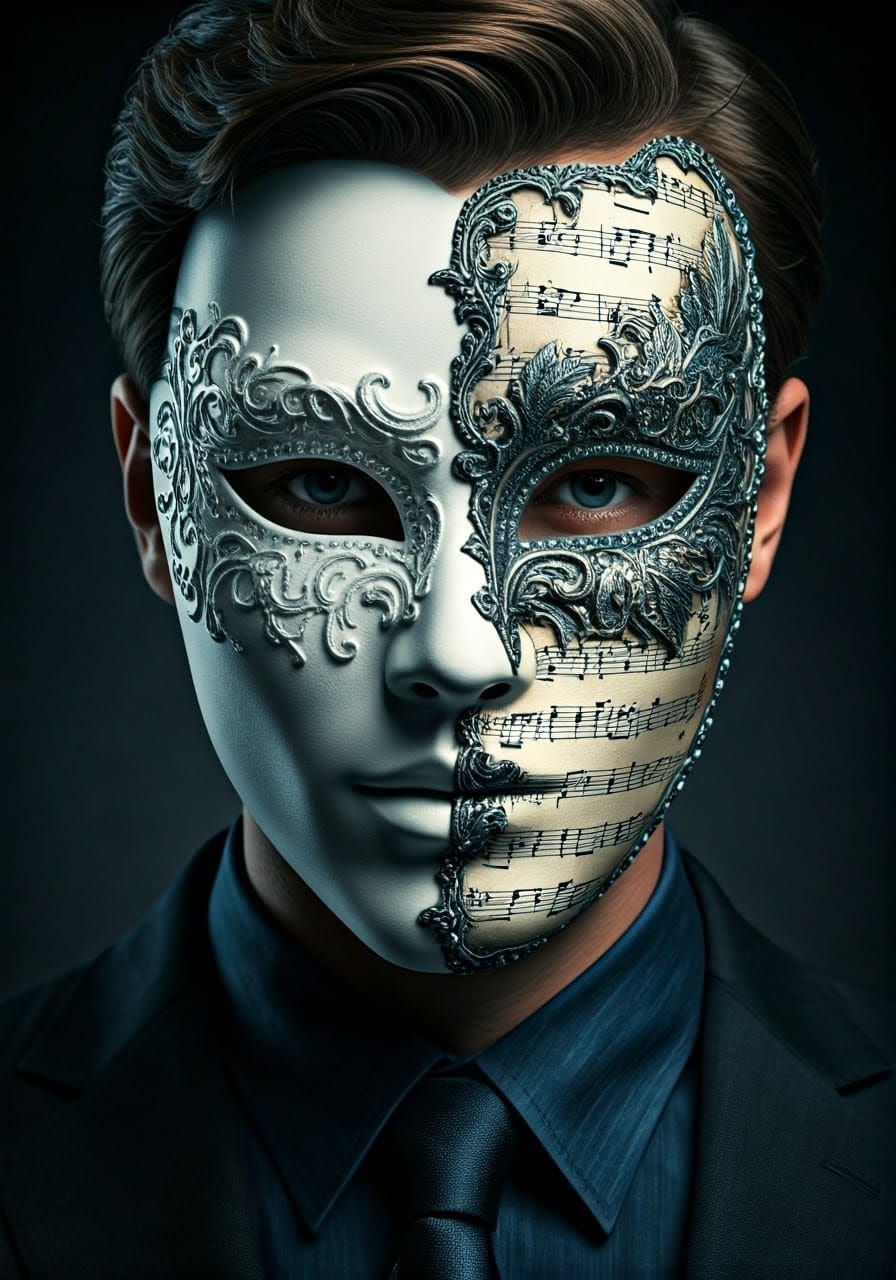 Elegant Gentleman in Phantom Masquerade Mask