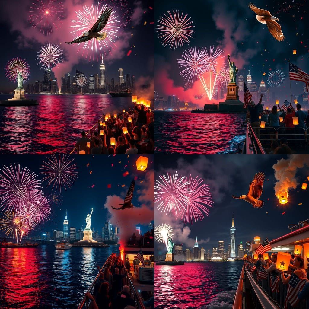 Statue of Liberty Celebrates July 4th Fireworks