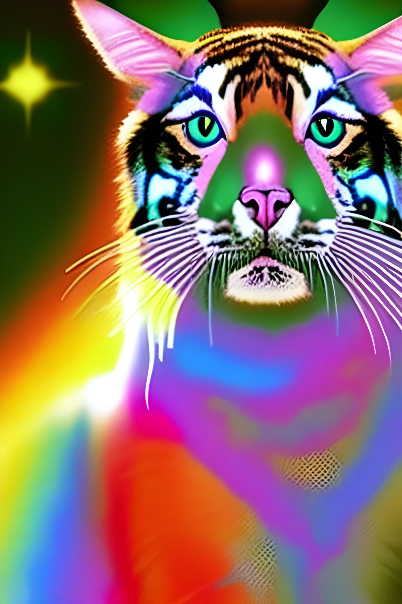 Surreal Tiger with Magical Particles