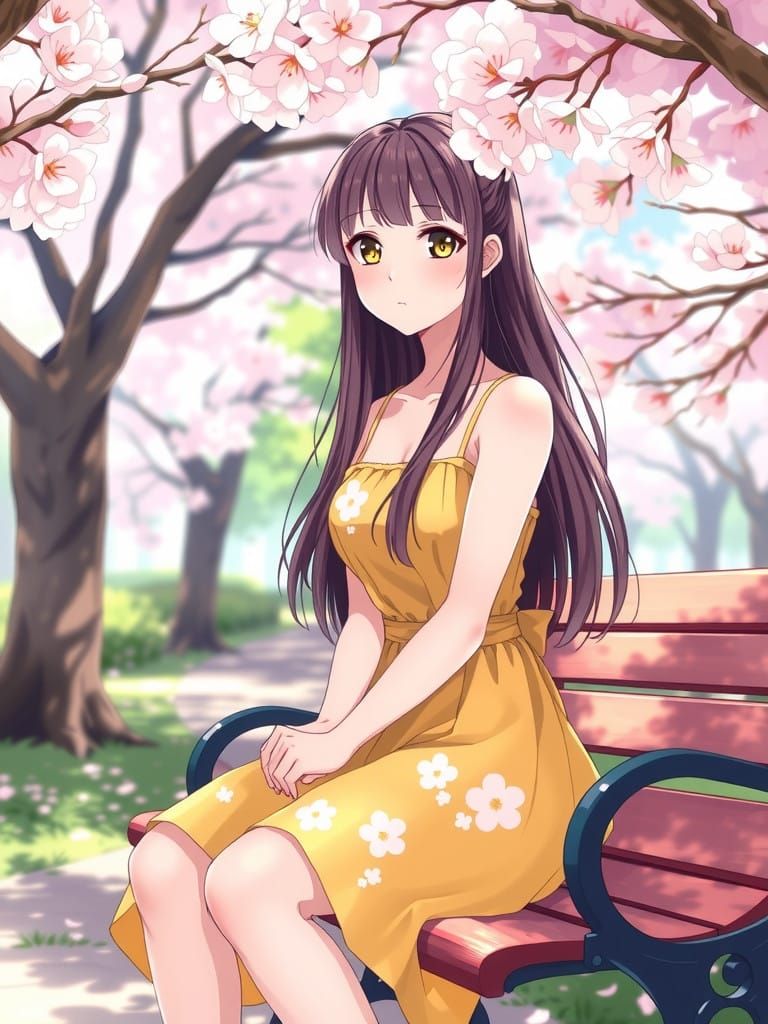 Anime Beauty in Cherry Blossom Haven