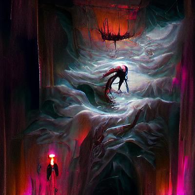 Sinister Descent in Fantasy Art Style