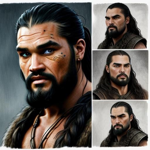 Khal Drogo Collage: Intricate Drawings in Various Styles