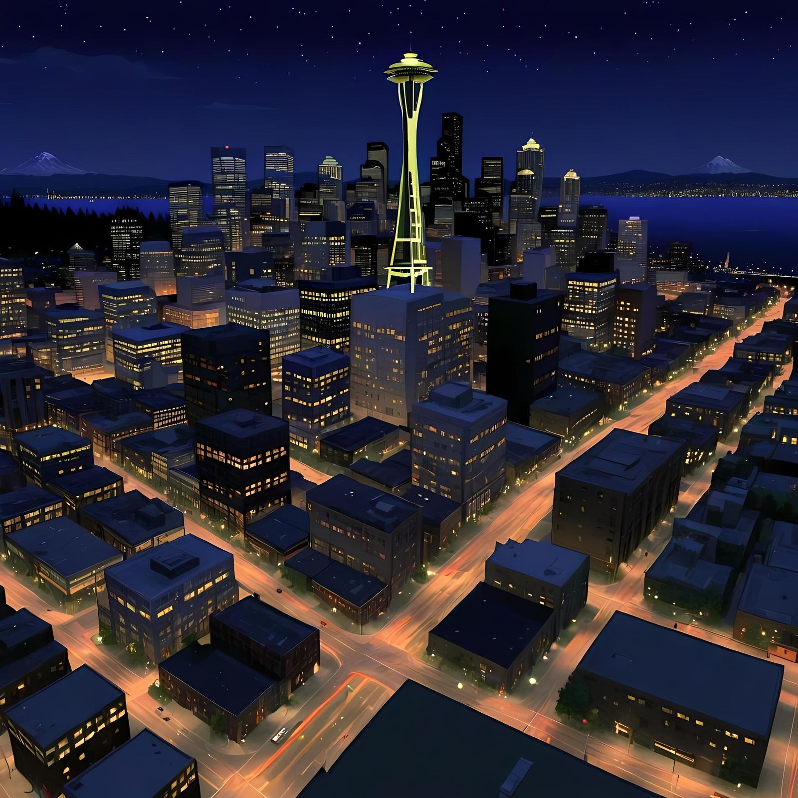 Seattle Skyline as PS1 Era Video Game