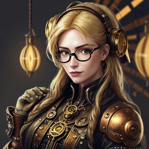 Steampunk Girl Watching Time Pass By