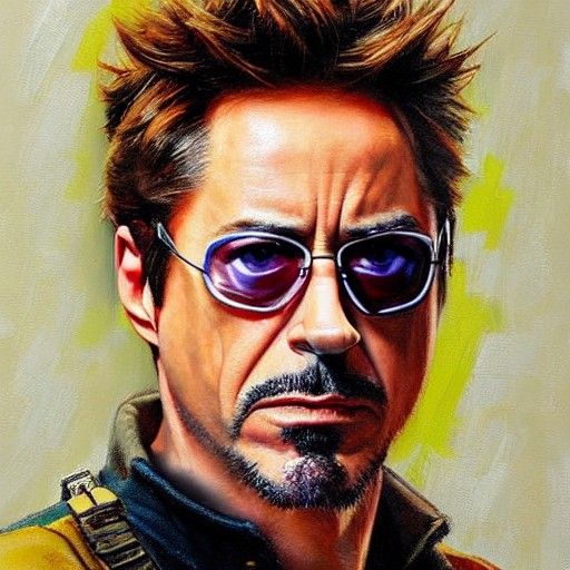 Robert Downey Jr Portrait in Oil Paint Style