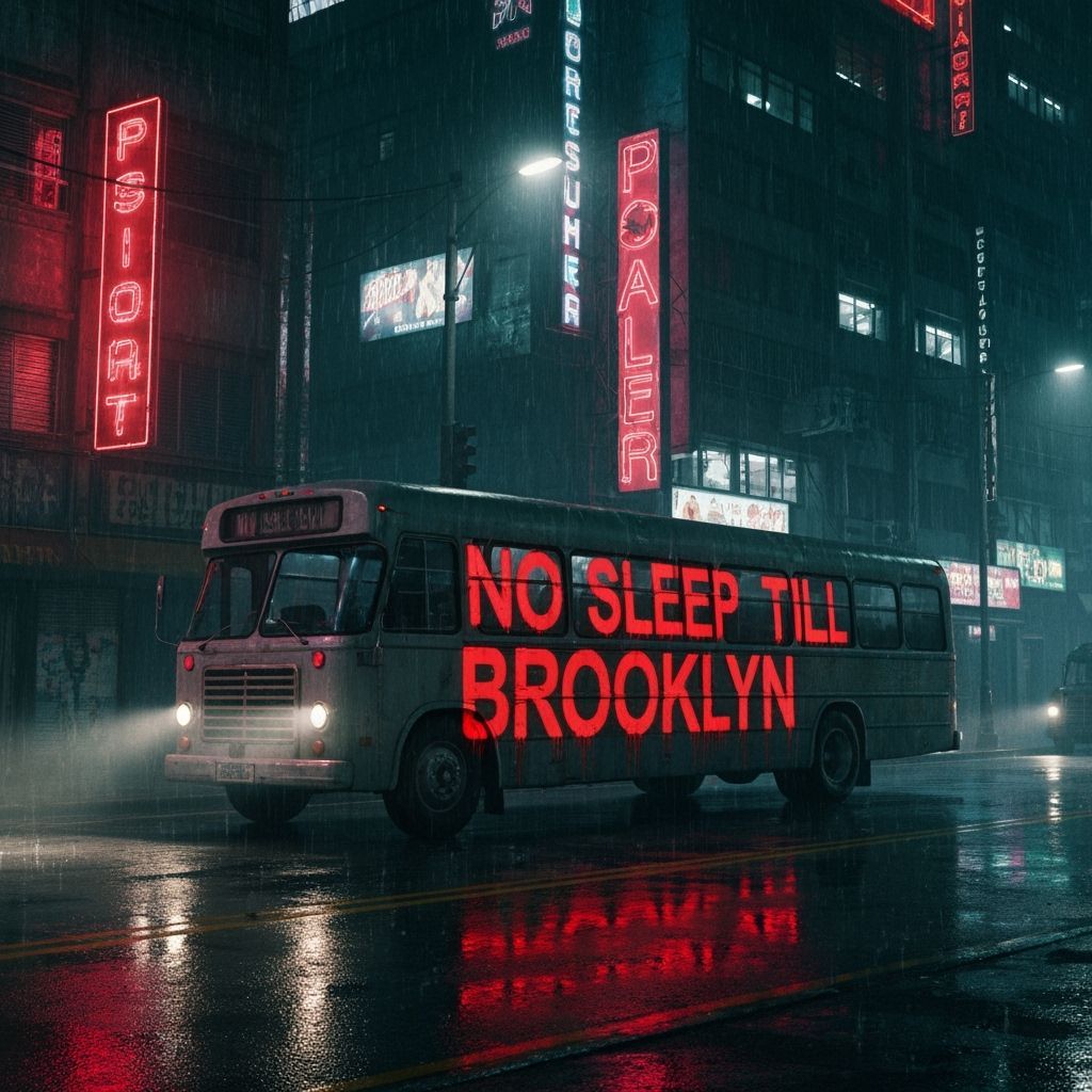 Cyberpunk City Night Bus Ride