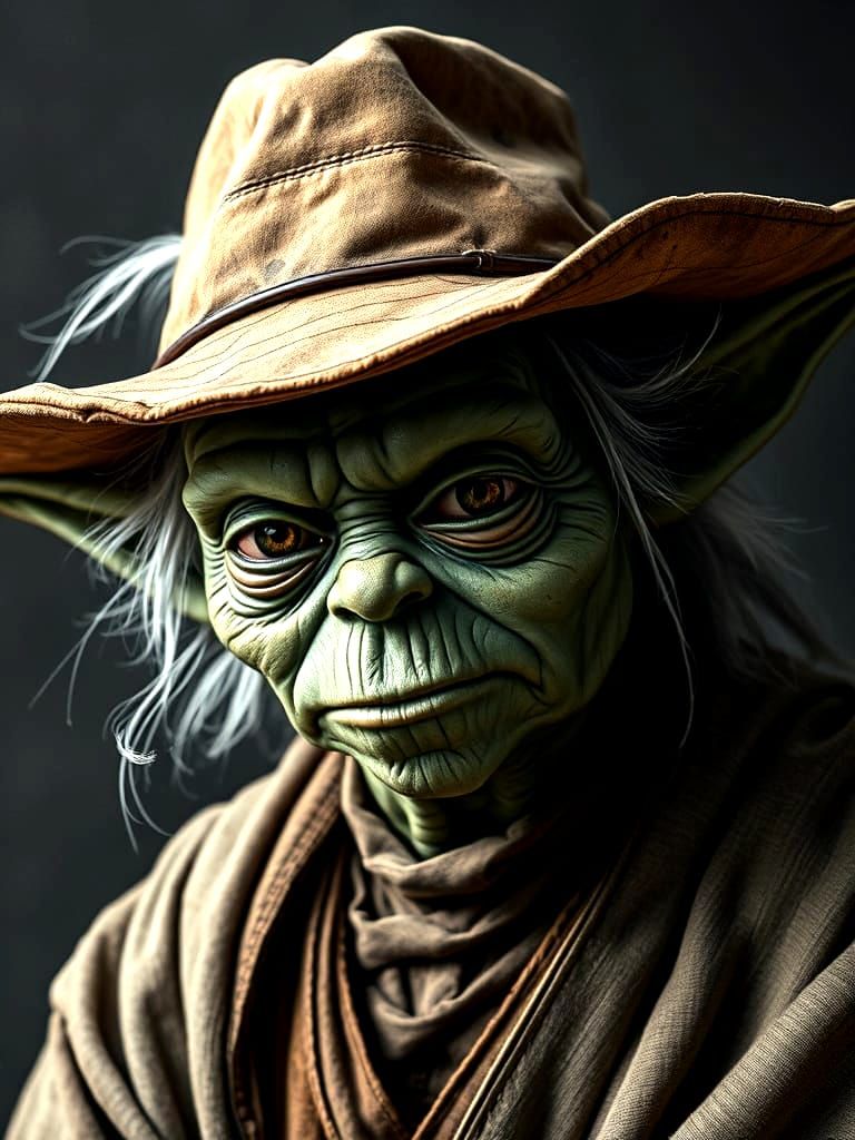 Yoda as Cowboy in Leonardo da Vinci Style