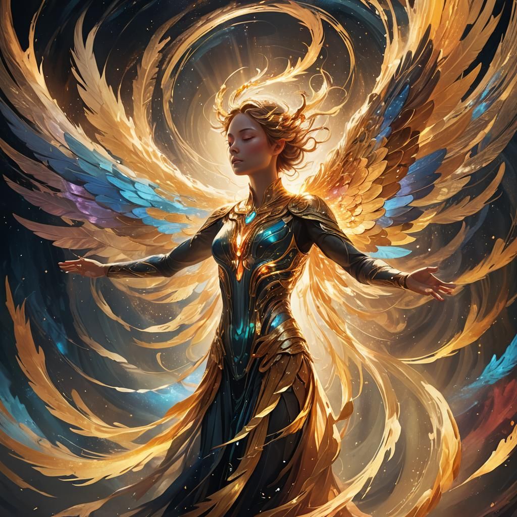Divine Being Emerges From Darkness: Ethereal Concept Art