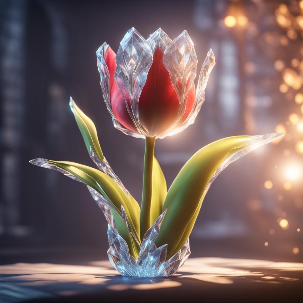 Crystallized Tulip with Dynamic Lighting in 3D