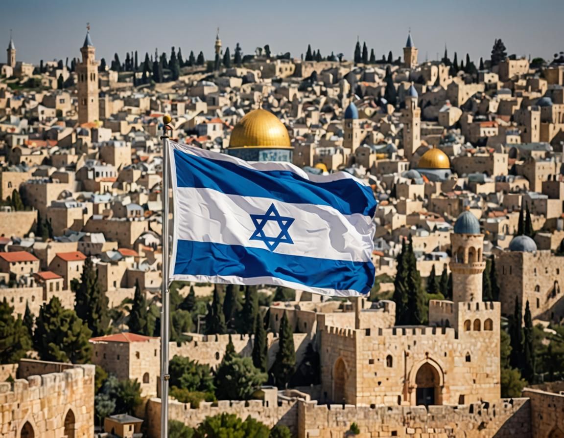 Israeli Flag Over Jerusalem: Professional Photography