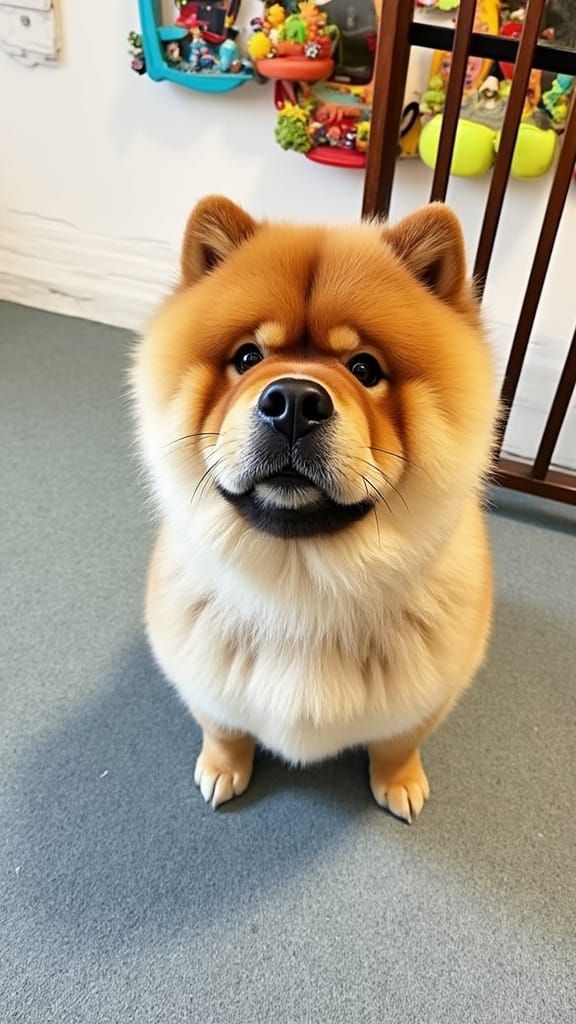 Realistic Chow Chow Dog Portrait with Soft Textures