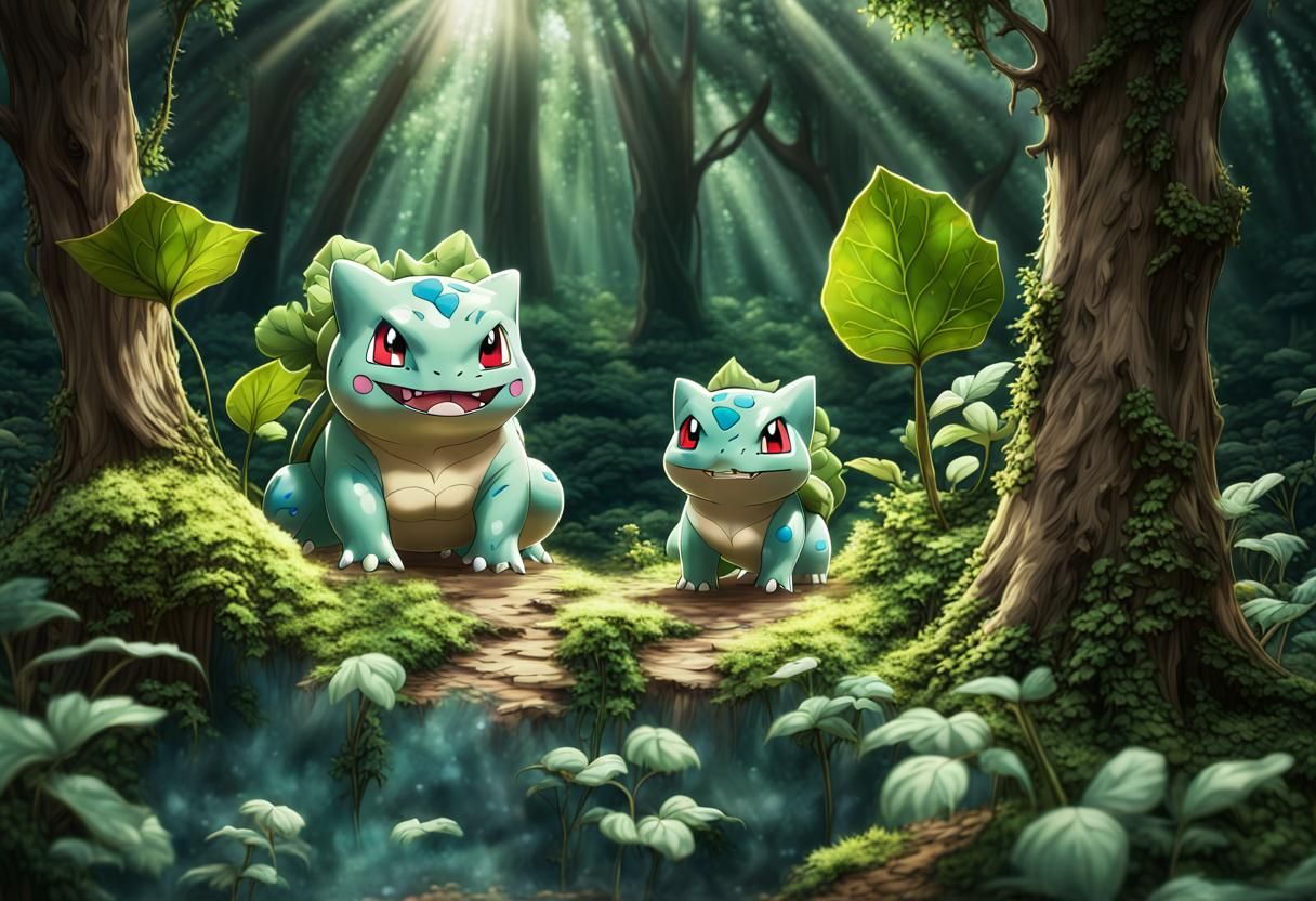 Bulbasaur, Nature Keeper in Forest with Divine Light