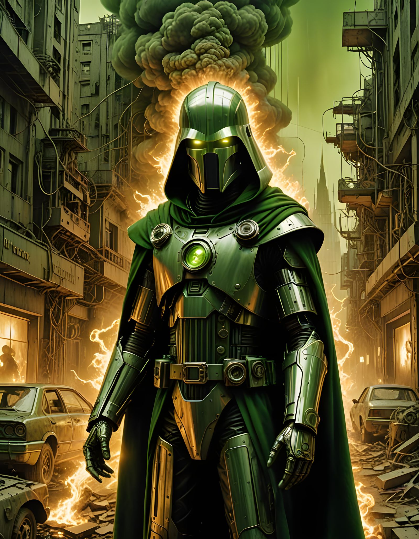 Memento Mori Steampunk Doctor Doom in a Post-Apocalyptic Cit...
