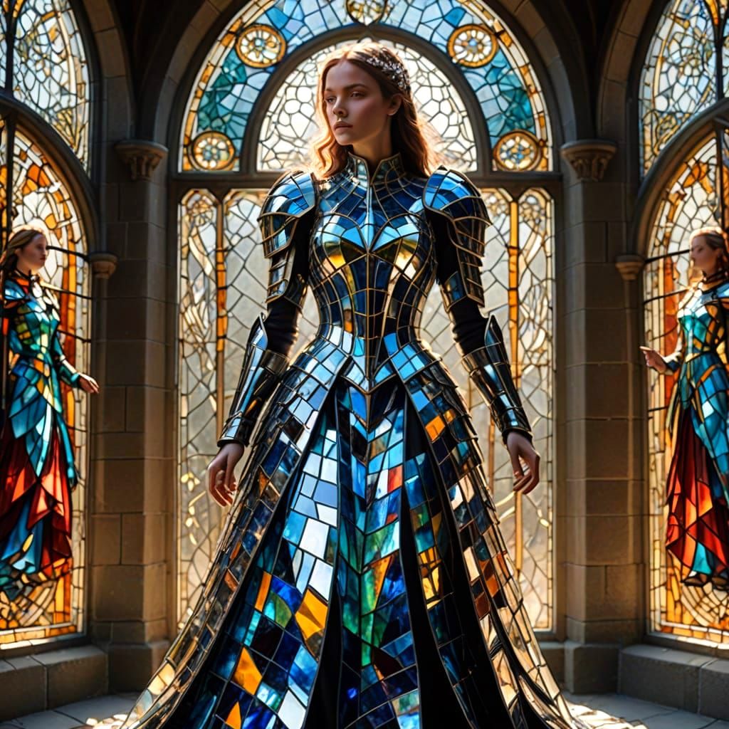 Glass Knights on Steeds in Stained Glass Gowns