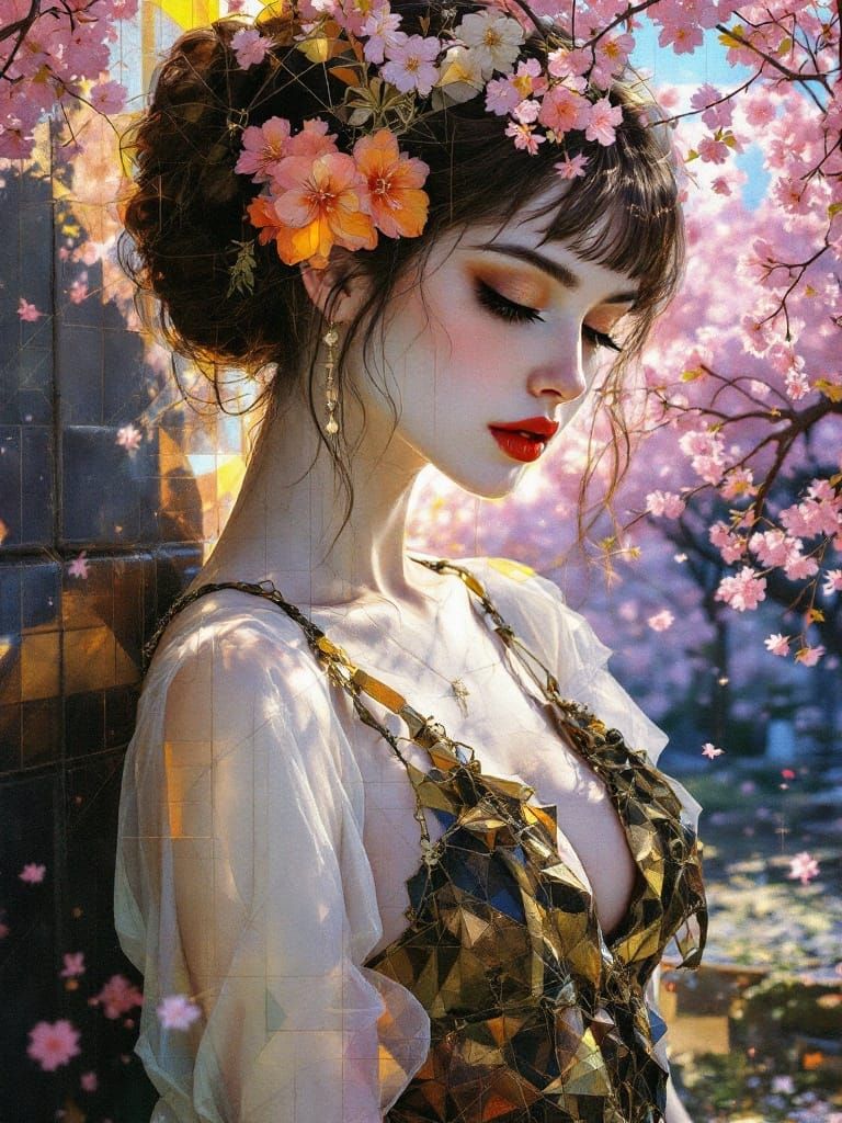 Abstract Pin-Up Garden Fusion in Luminous Style