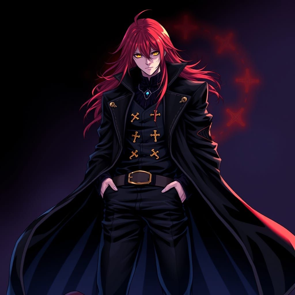 Dark Vampire Alucard in Anime Style