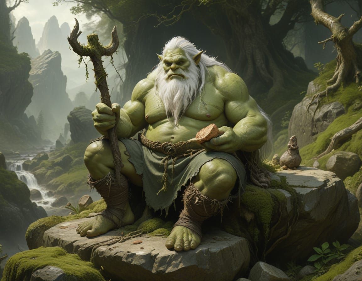 Ogre Fey with Rustic Staff in Forest