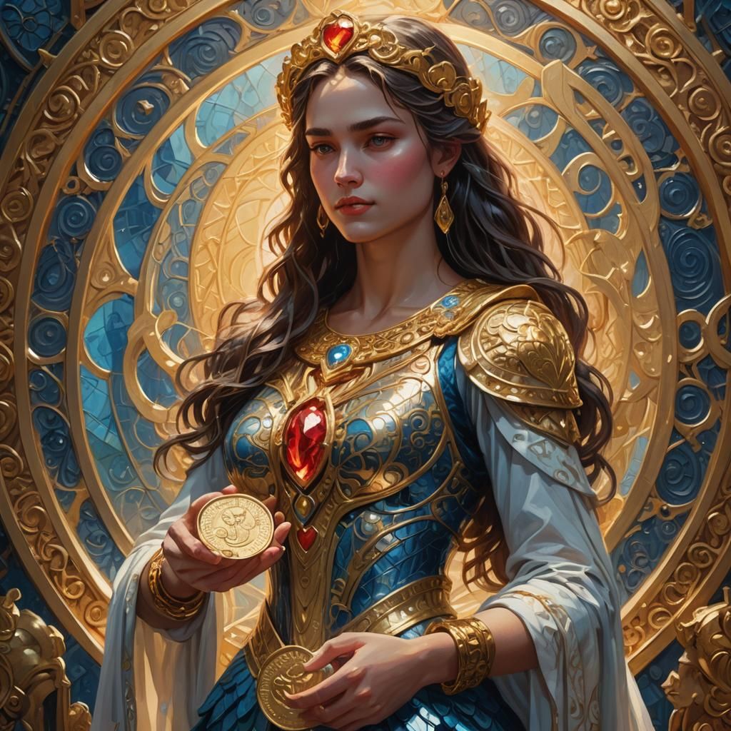 Heart Coin Fantasy Art in Triadic Colors