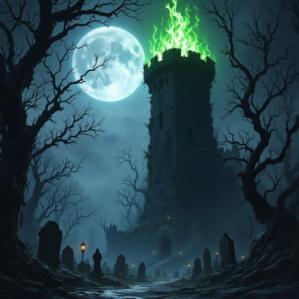 Dark Fantasy Necromancer's Tower in a Gothic, Mystical Style