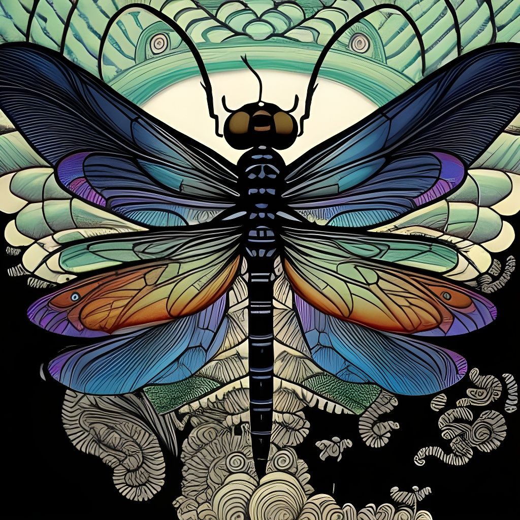 Majestic Dragonfly in Comic-Book Style Digital Art