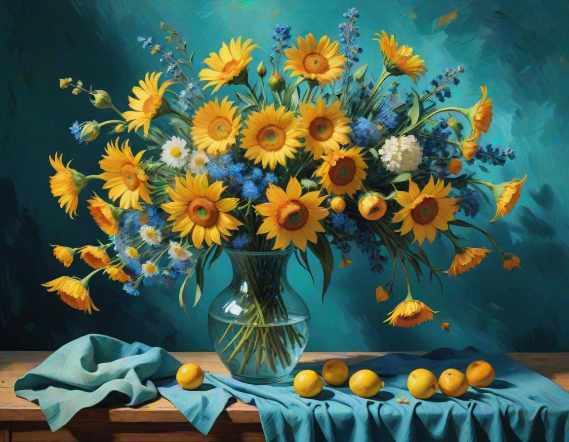 Vibrant Still Life in Post-Impressionist Style