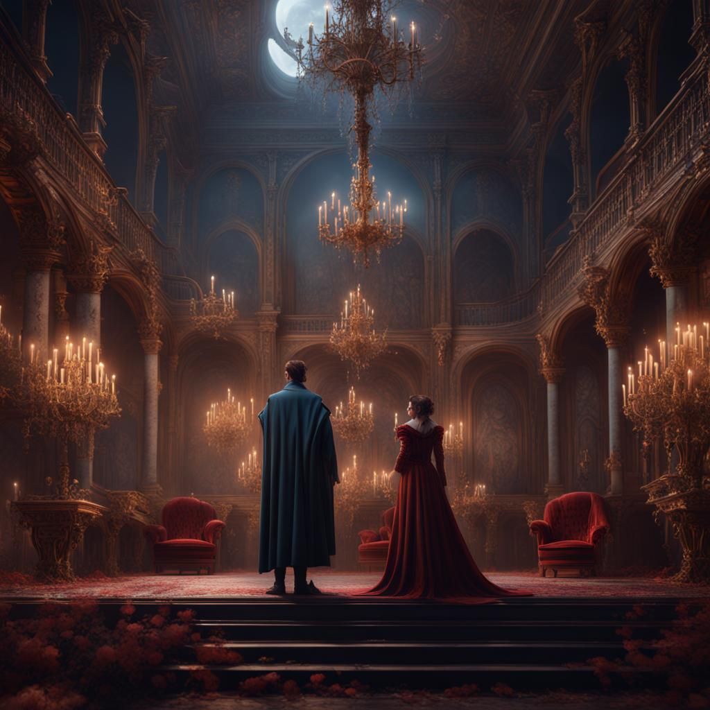 Ethereal Opera Ghost Admiring Beloved: Detailed Matte Painti...