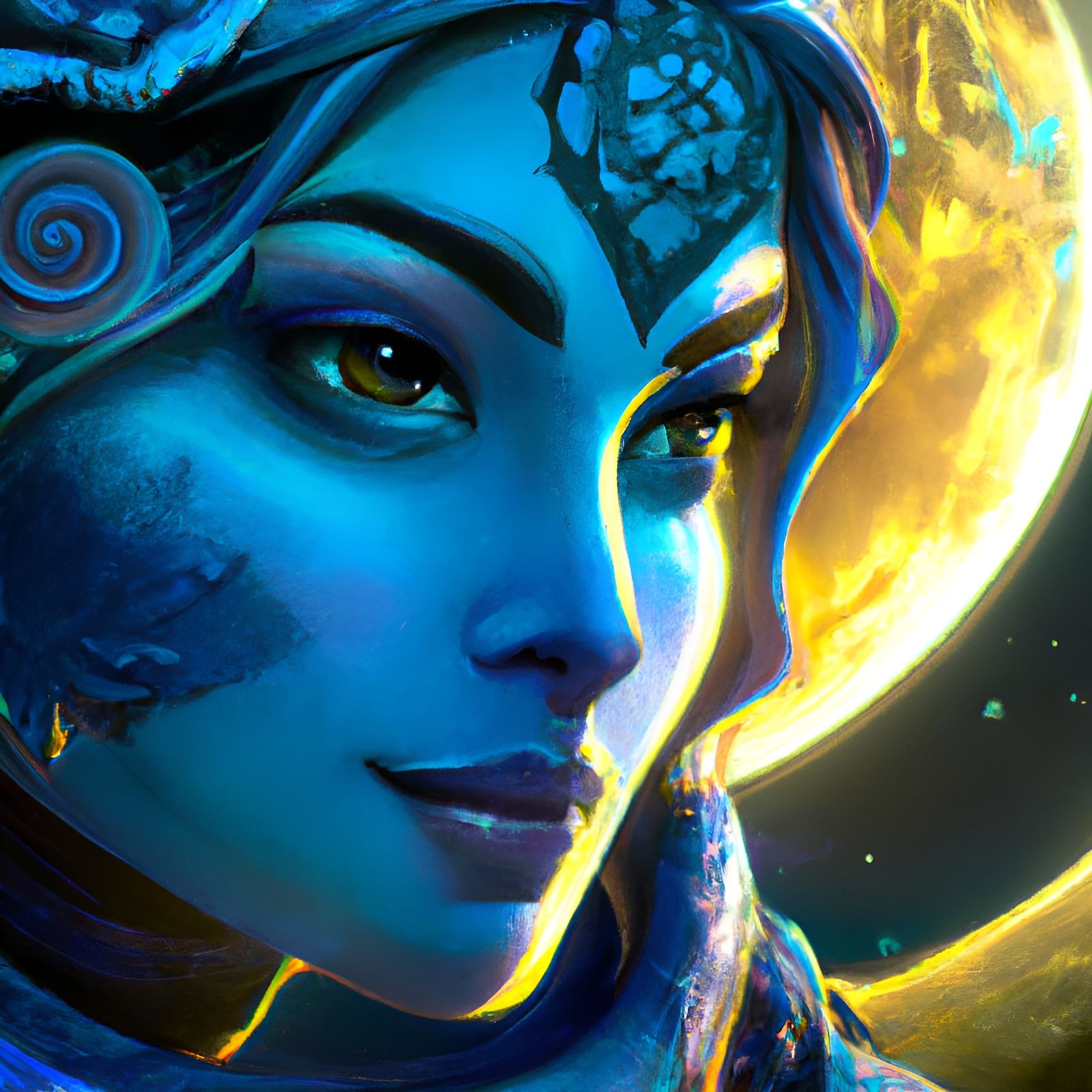 Moon Goddess Portrait in Hyperdetailed Style