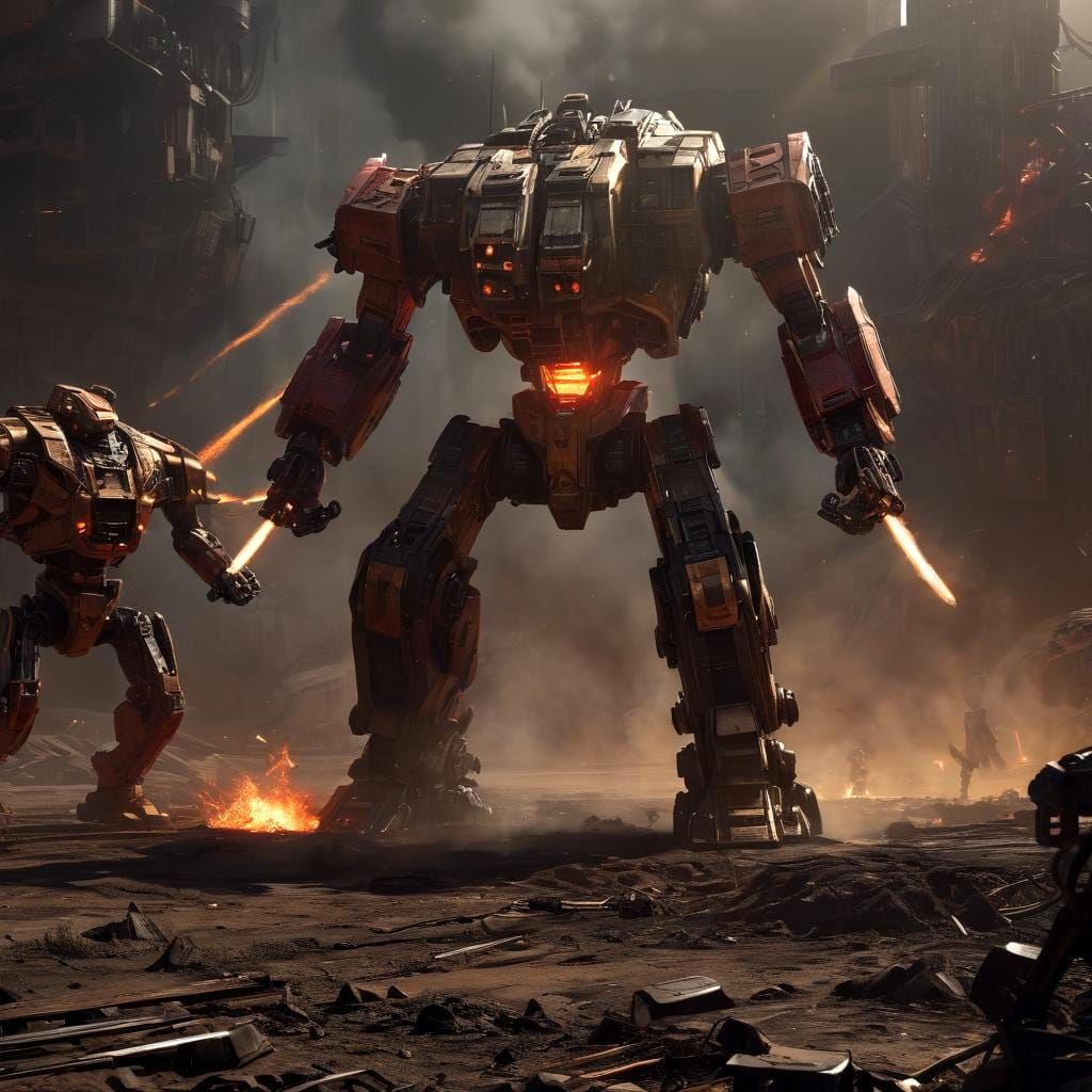 Epic Sci-Fi Mechs in Battlefield Render