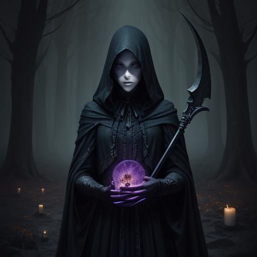 Young Woman Embraces Death in Gothic Fantasy Art