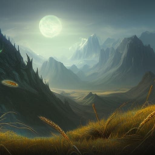 Sickle and Wheat in Detailed Matte Painting Style