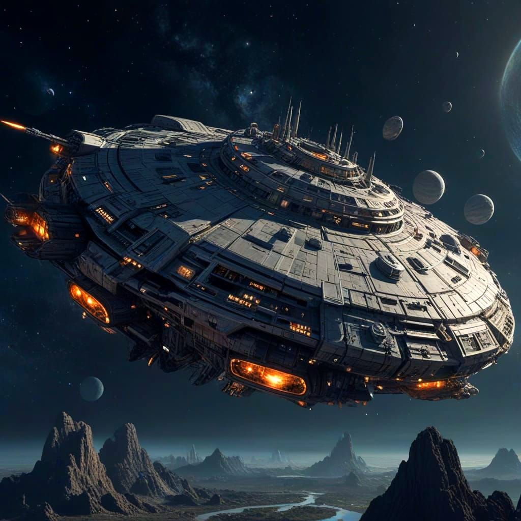 Majestic Spaceship Docks at Asteroid City