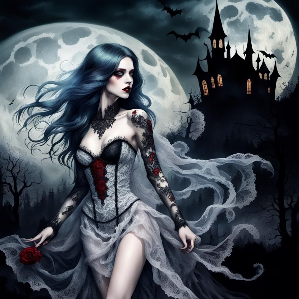 A siren of breathtaking beauty, dressed only in skimpy tatte...