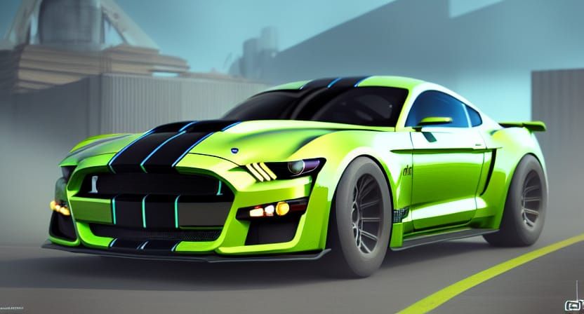 Futuristic Shelby GT-500 Concept Art in WLOP Style