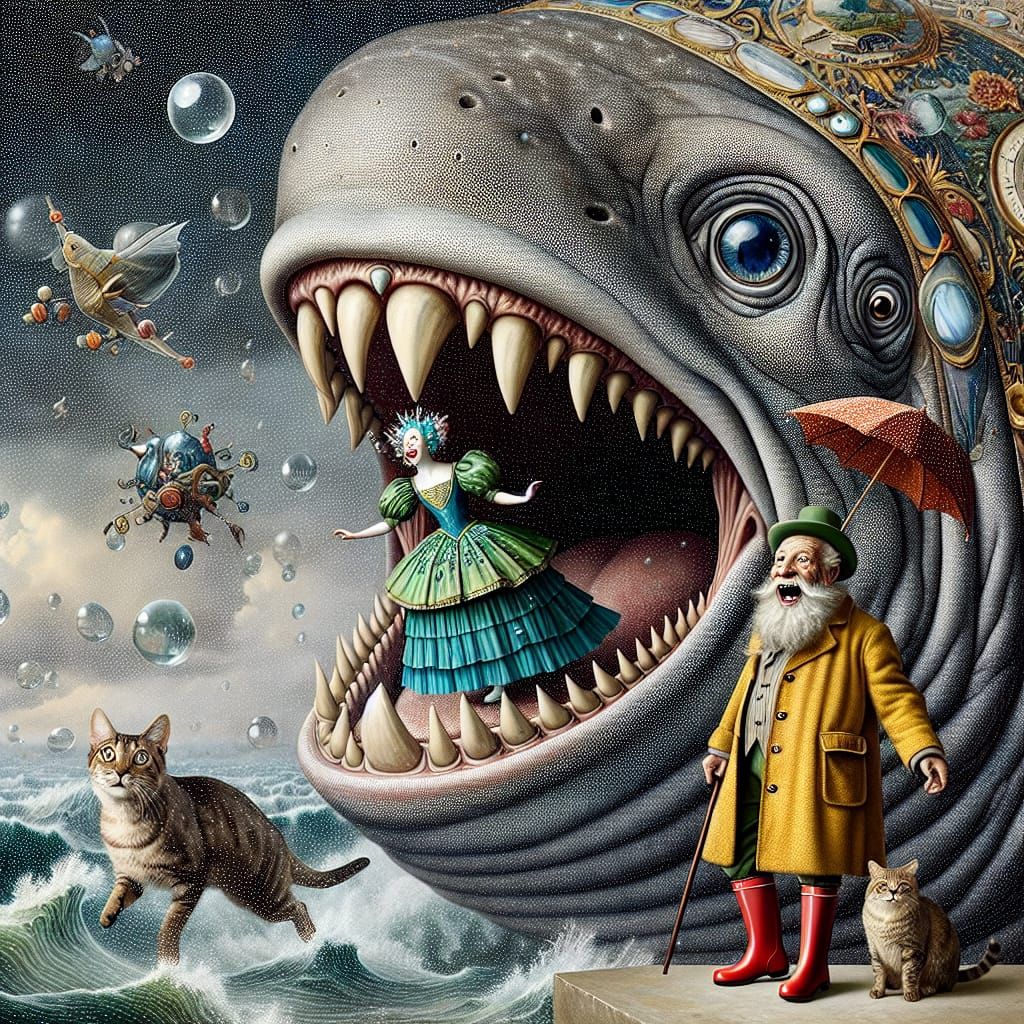 Dürer-Inspired Whale's Secret Smile: A Whimsical, Photoreali...