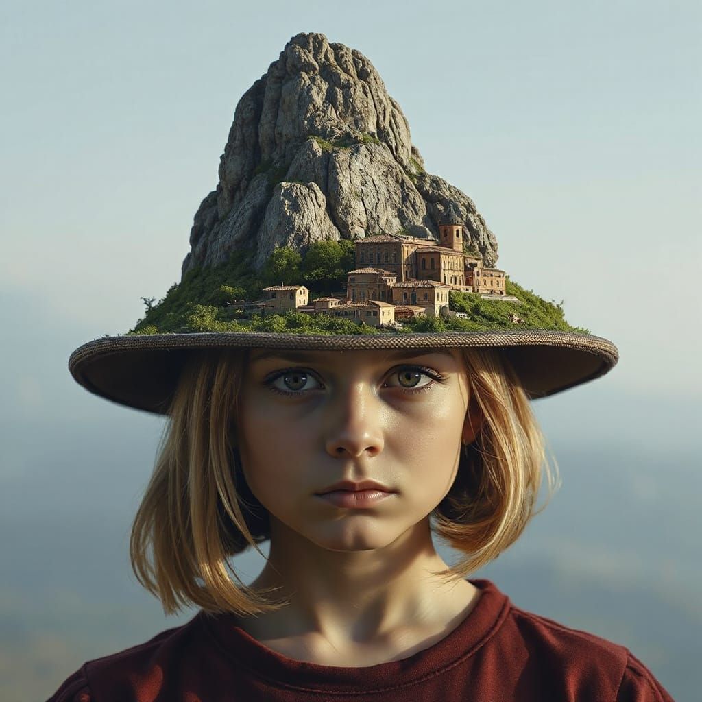 Girl with Mountain Hat in Photorealistic Style