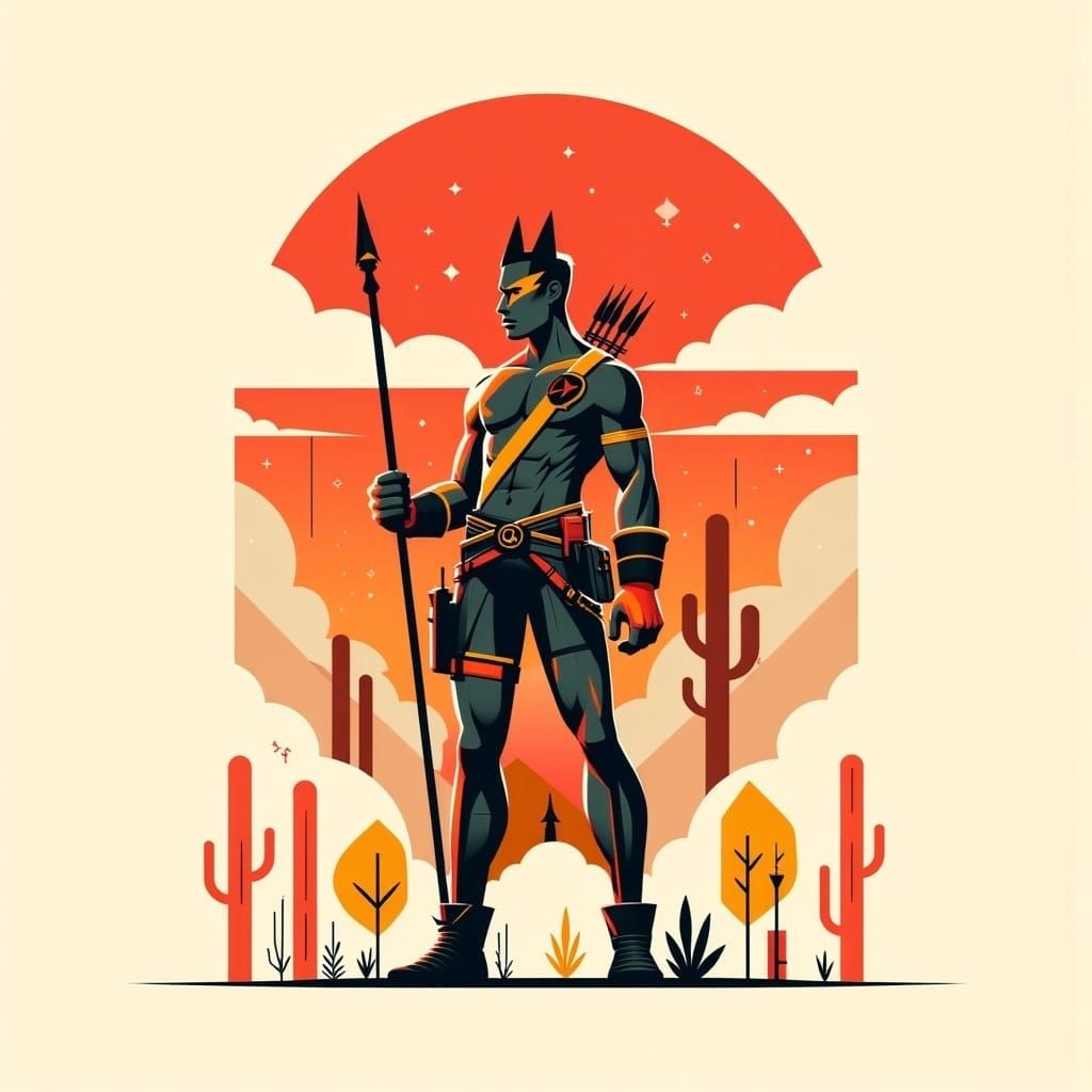 Daredevil: Bold Minimalist Illustration in Geometric Style