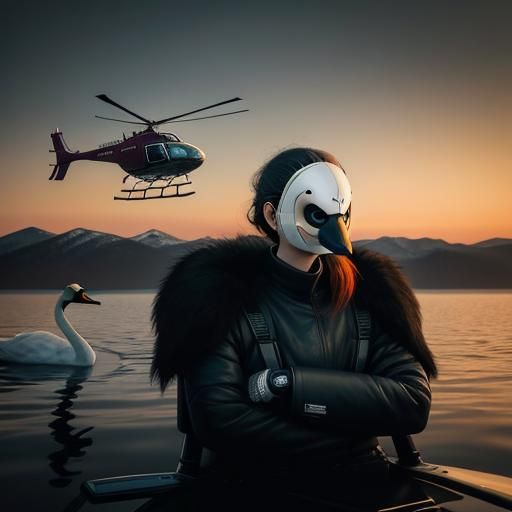 Woman in Swan Mask: Surreal Fine Art Photo