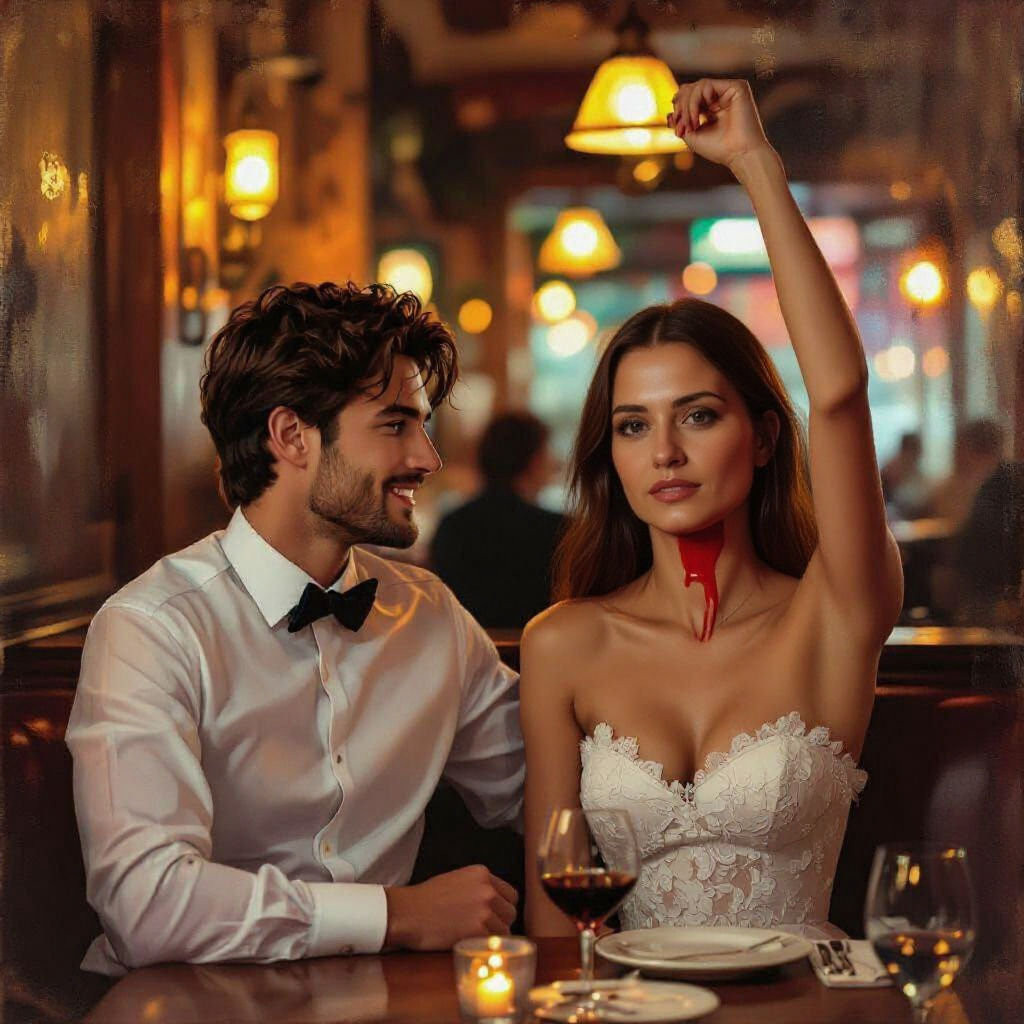 Dating Couple in Restaurant Calling Waiter