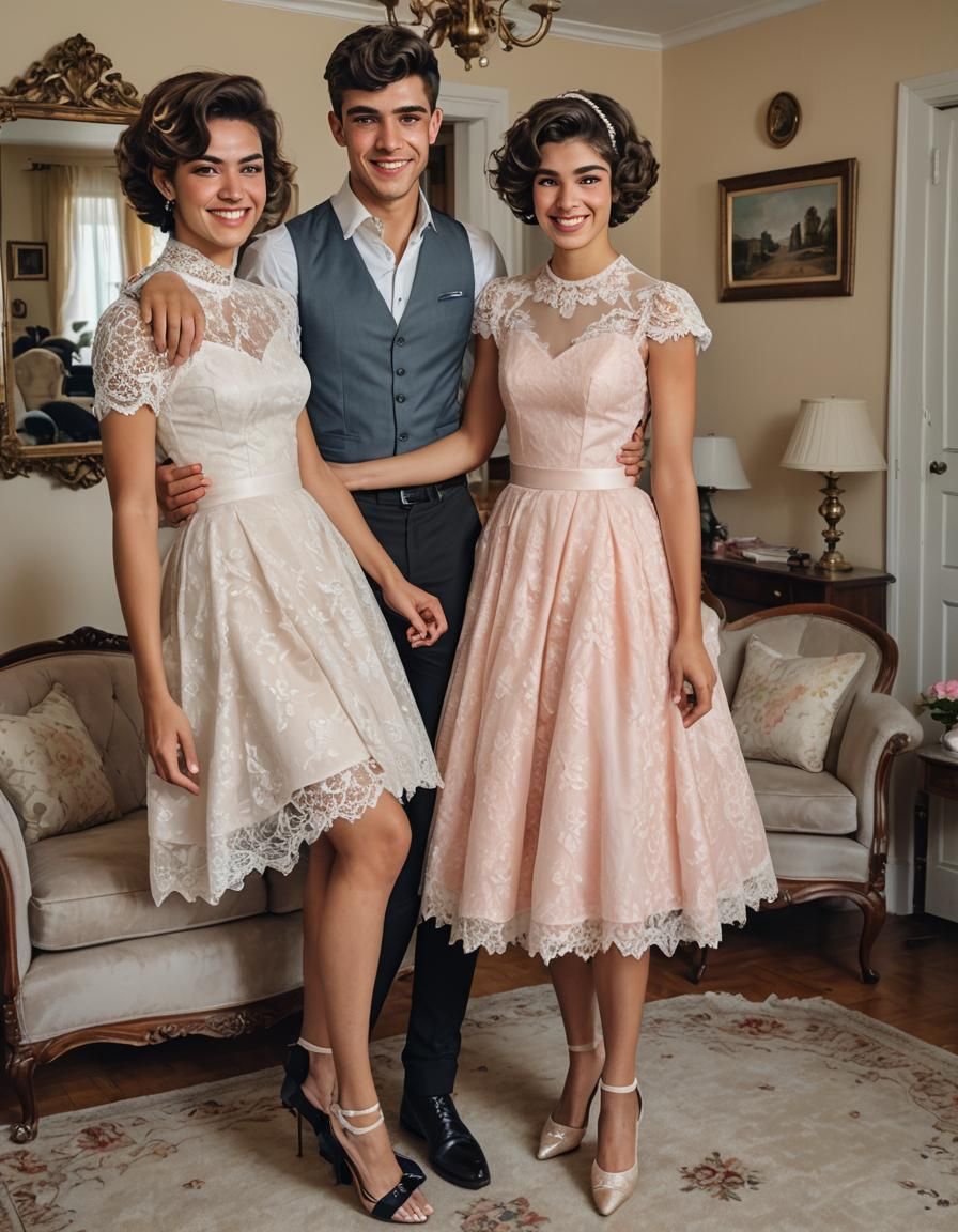 Tomboy Crossdressing in Girlish Quinceanera Dress: Portrait