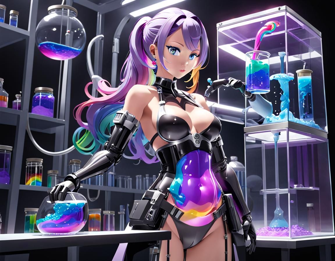 Cyberpunk Mad Scientist with Prosthetic Arm