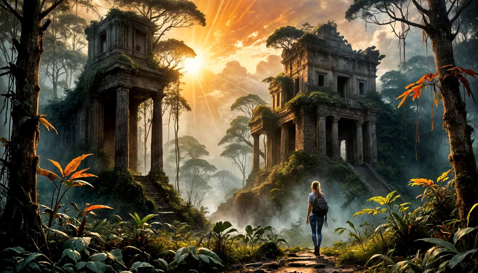 A lone adventurer explores the ruins