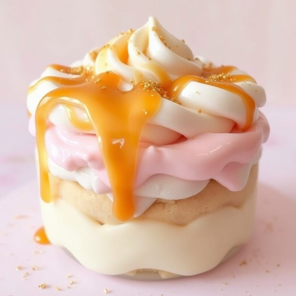 Pastel Slime Trifle with Whipped Cream and Caramel